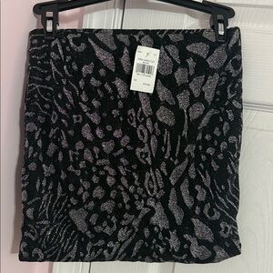 5,7,9 LEOPARD PRINT FITTED STRETCH SKIRT Black & Silver XS